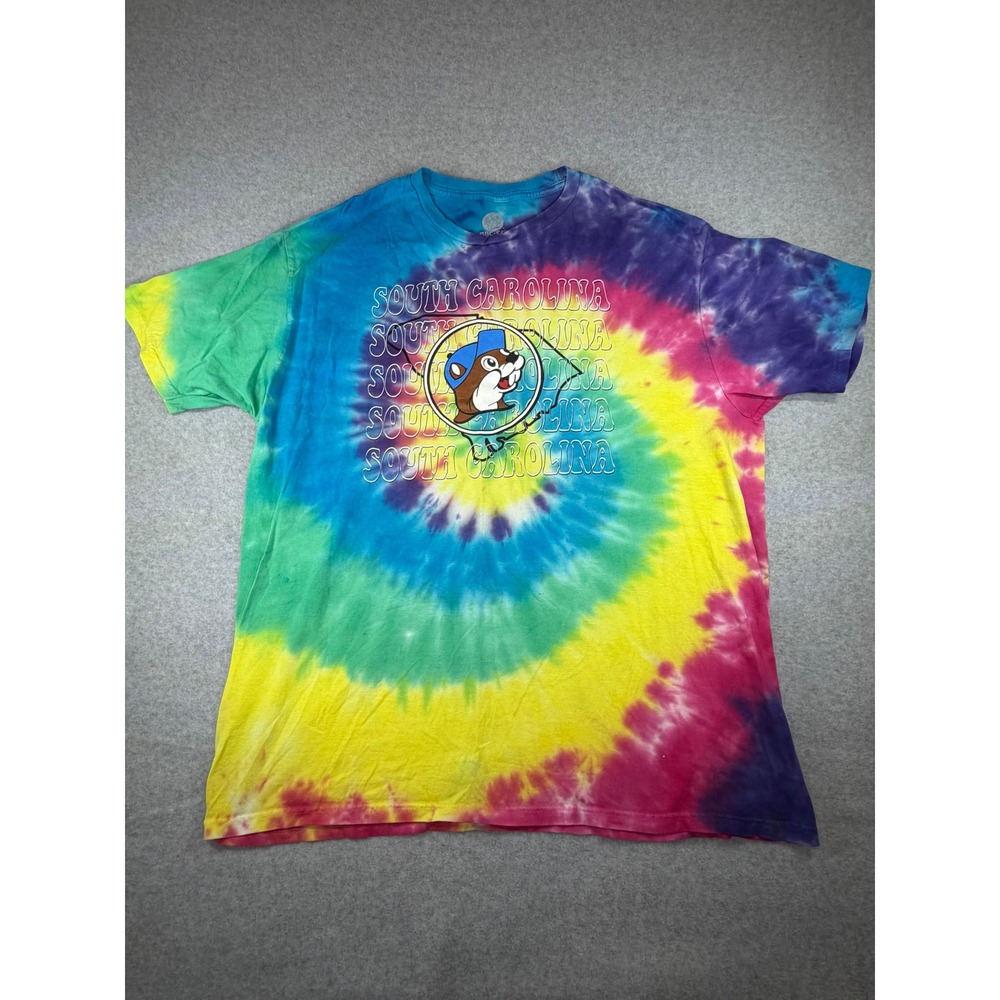 Buc-ee's South Carolina Tie Dye T-Shirt Mens XL Rainbow Mascot Graphic Tee